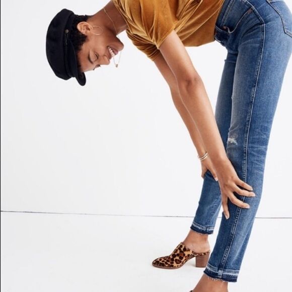 Madewell Raw Hem Distressed 9" High-Rise Skinny Stretch Jeans Medium Wash 27 - Picture 2 of 16